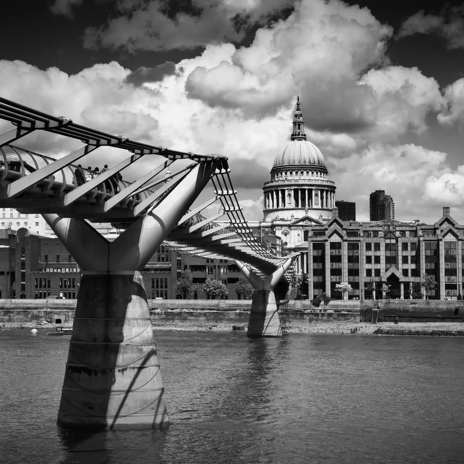 LONDRA Ponte del Millennio e Cattedrale di St Paul | Monochrom alluminio dibond da Melanie Viola