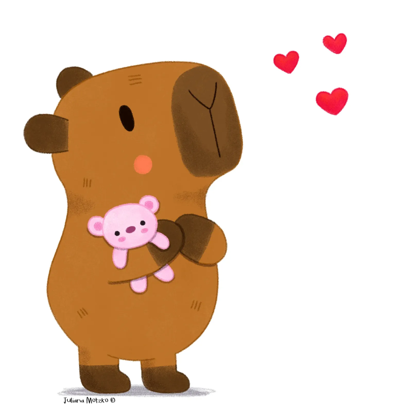 Capybara liebt Teddybär Hahnemühle von julianamotzko