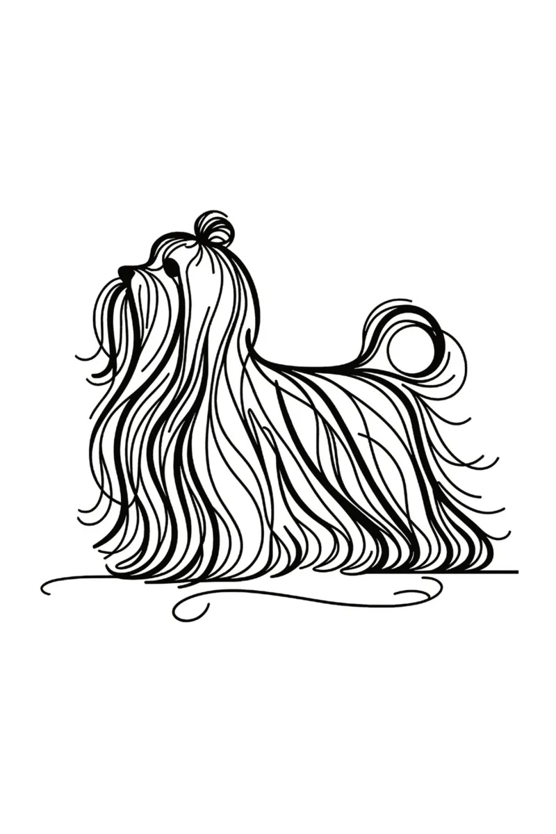 Cane maltese Disegno artistico lineare poster con telaio in legno da WijdevenDesign
