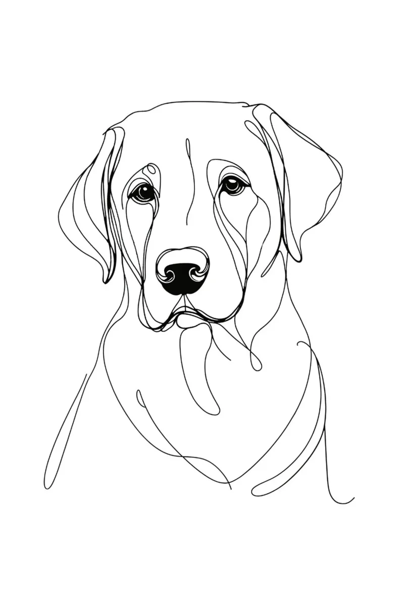 Labrador Hund Line Art Zeichnung Hahnemühle von WijdevenDesign
