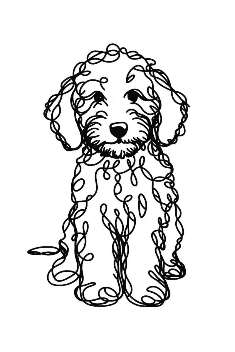Disegno artistico lineare del cane Labradoodle poster da WijdevenDesign