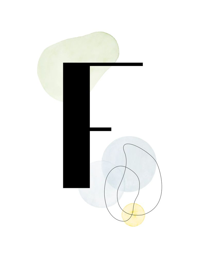 Buchstabe "F" -handgemaltes Design Poster von Kate Brunch Design