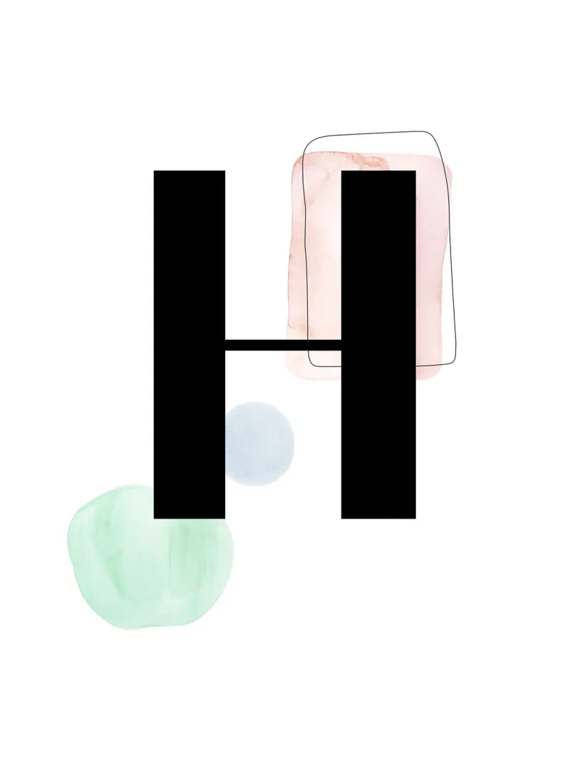 Letter "H" - hand-painted design canvas by Kate Brunch Design