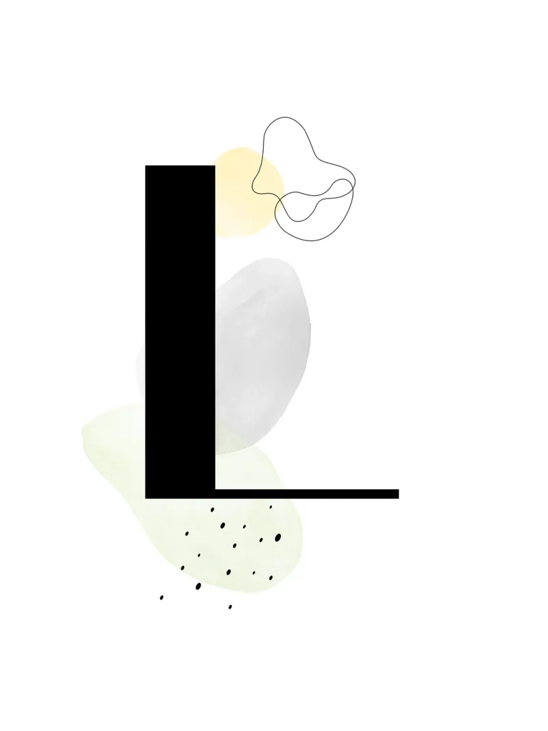 Buchstabe "L" - handgemaltes Design Hahnemühle von Kate Brunch Design