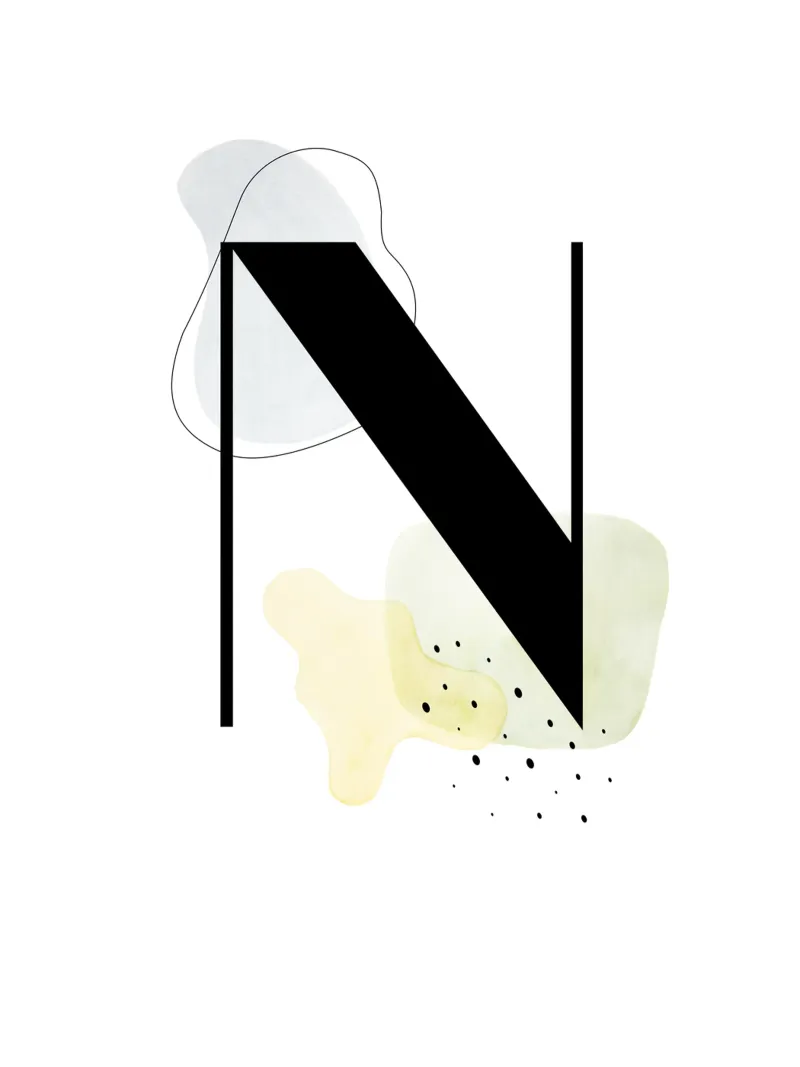 Letter "N" - hand-painted design hahnemühle by Kate Brunch Design
