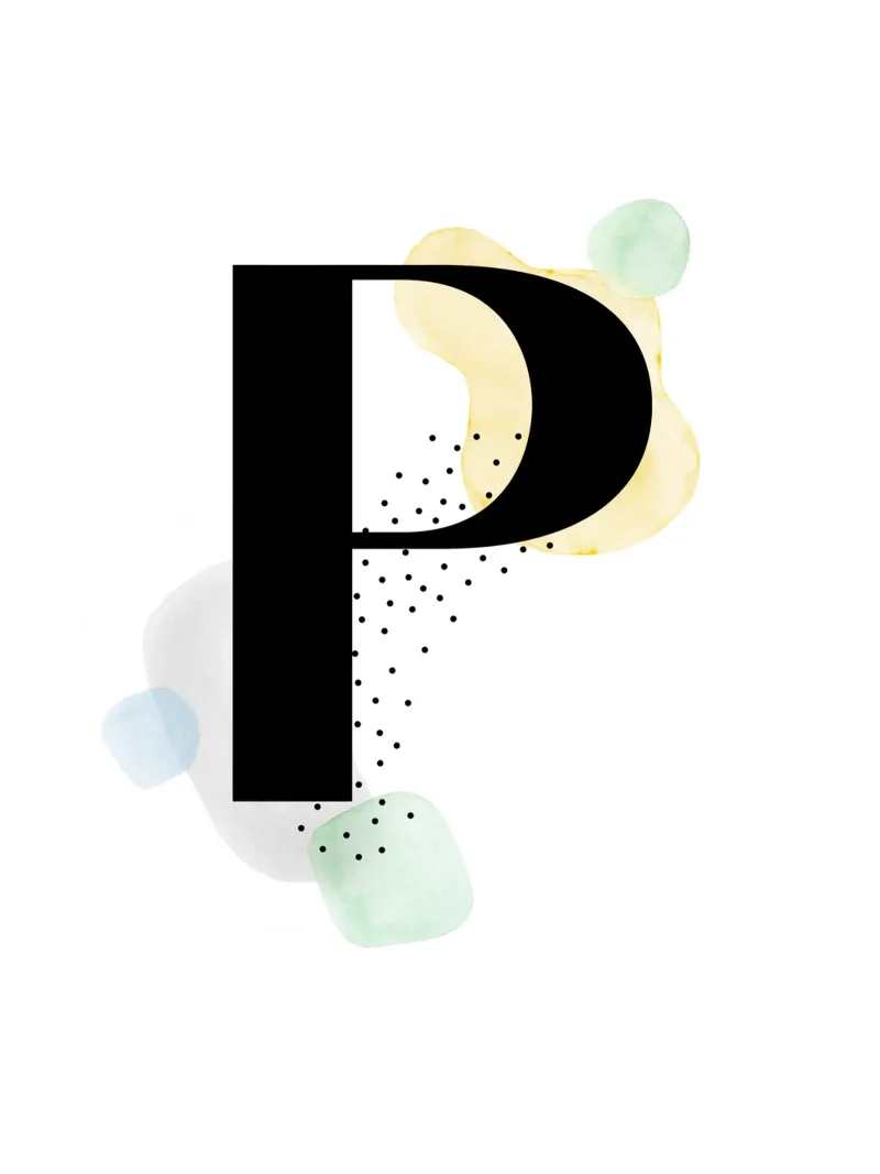 Buchstabe "P" - handgemaltes Design Hahnemühle von Kate Brunch Design