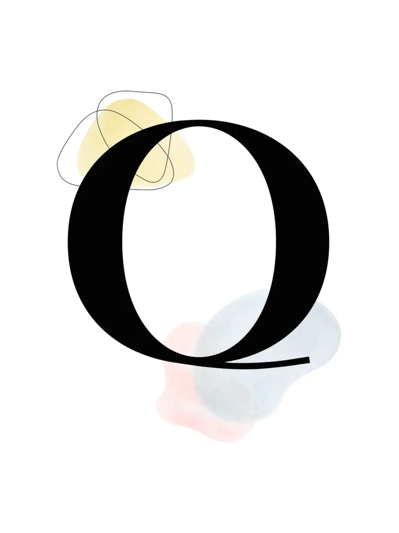 Buchstabe "Q" - handgemaltes Design Hahnemühle von Kate Brunch Design