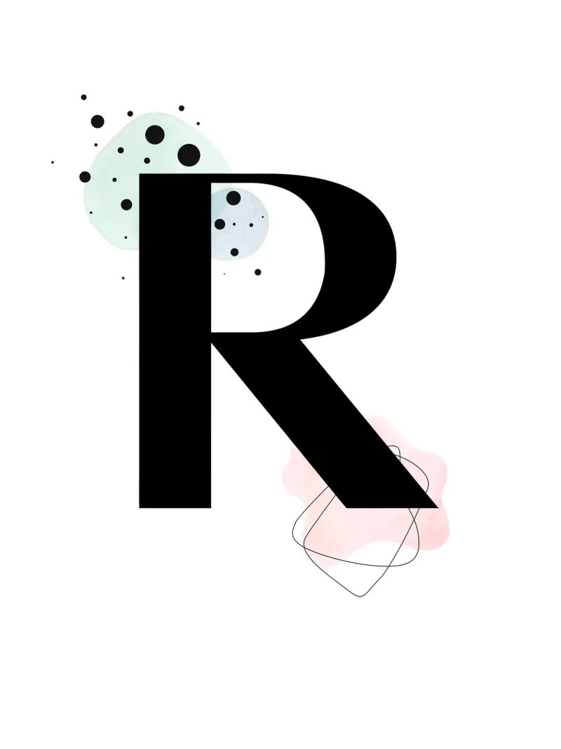 Lettera "R" - design dipinto a mano plexiglass da Kate Brunch Design