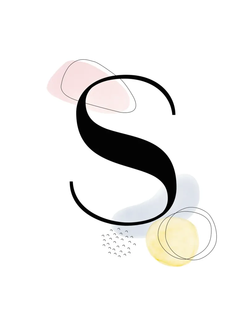 Lettera "S" - design dipinto a mano poster da Kate Brunch Design