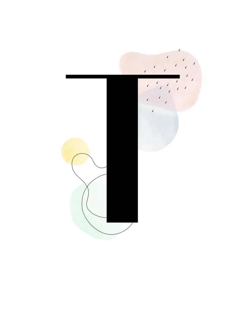 Buchstabe "T" - handgemaltes Design Hahnemühle von Kate Brunch Design