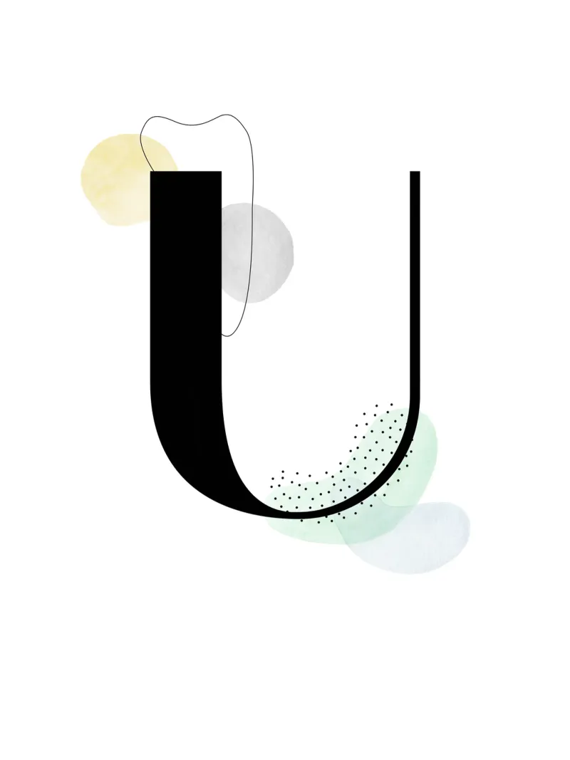 Buchstabe "U" - handgemaltes Design Hahnemühle von Kate Brunch Design