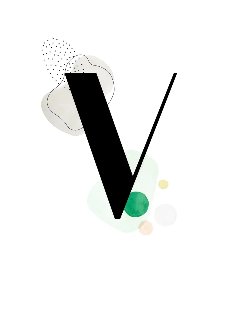 Lettre "V" - dessin peint à la main hahnemühle de Kate Brunch Design