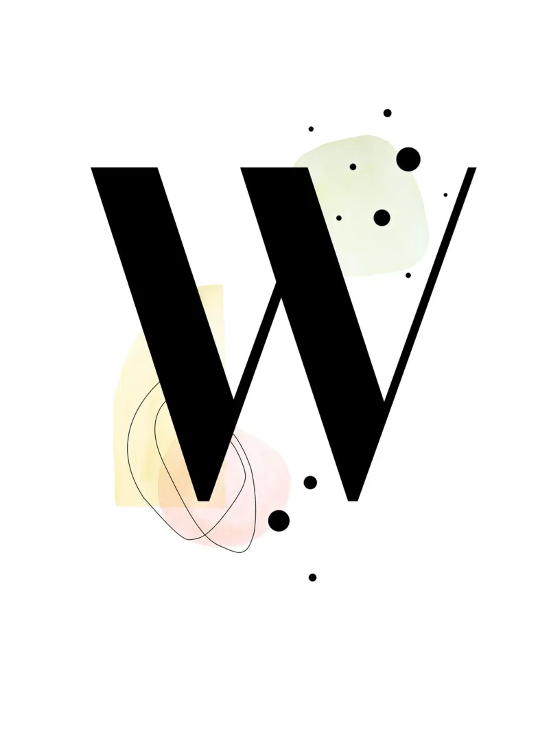 Lettera "W" - design dipinto a mano poster da Kate Brunch Design