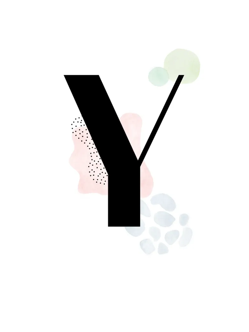 Letter "Y" - hand-painted design acrylic glass by Kate Brunch Design