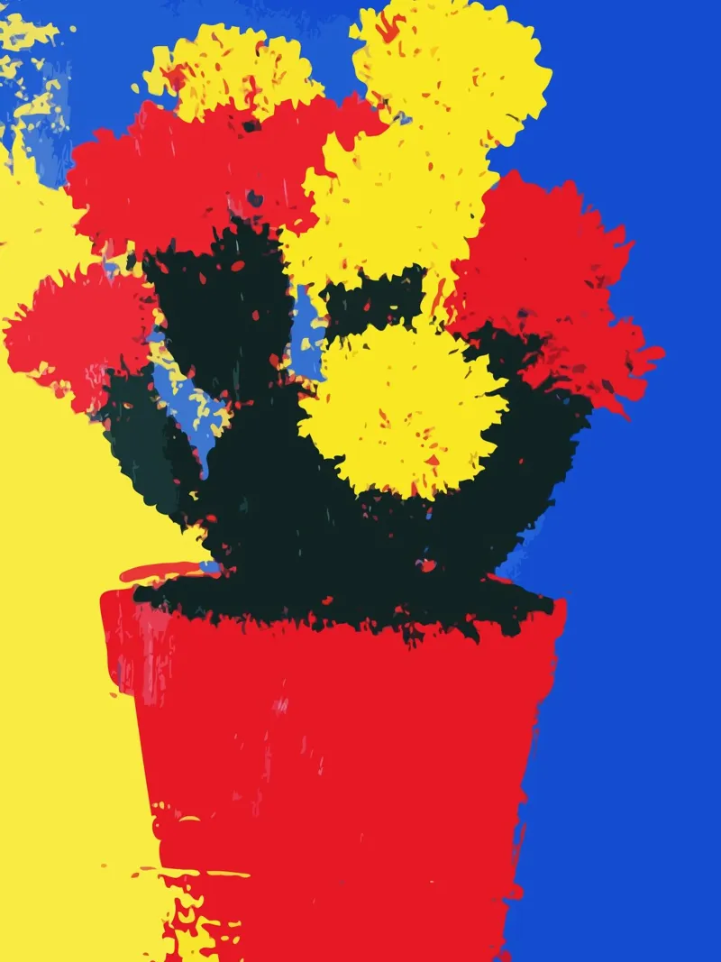 flowers in red and yellow bloom poster con telaio in plastica da ramosashop