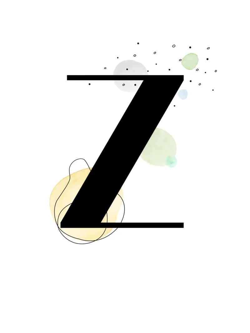 Buchstabe "Z" - handgemaltes Design Hahnemühle von Kate Brunch Design