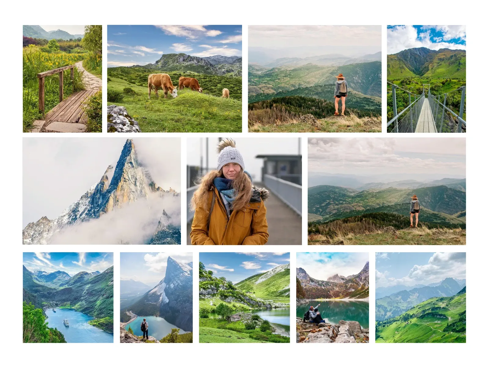 Modern photo collage - 12 pictures - landscape poster with aluminum frame by Bildschön | Fotocollagen