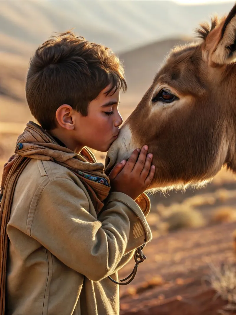 The donkey and the child canvas by Art-Travel