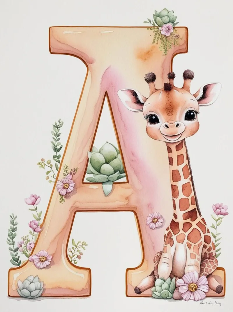 Letter A girafe poster with plastic frame by Kids zone