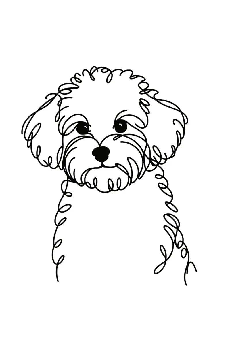 Chien Maltipoo Dessin au trait poster de WijdevenDesign