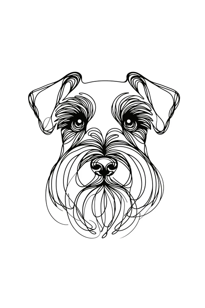 Cane Schnauzer in miniatura Disegno artistico lineare pellicola backlit da WijdevenDesign