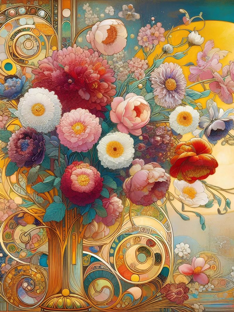 Bouquet de fleurs poster de Art-Nouveau-Dsg