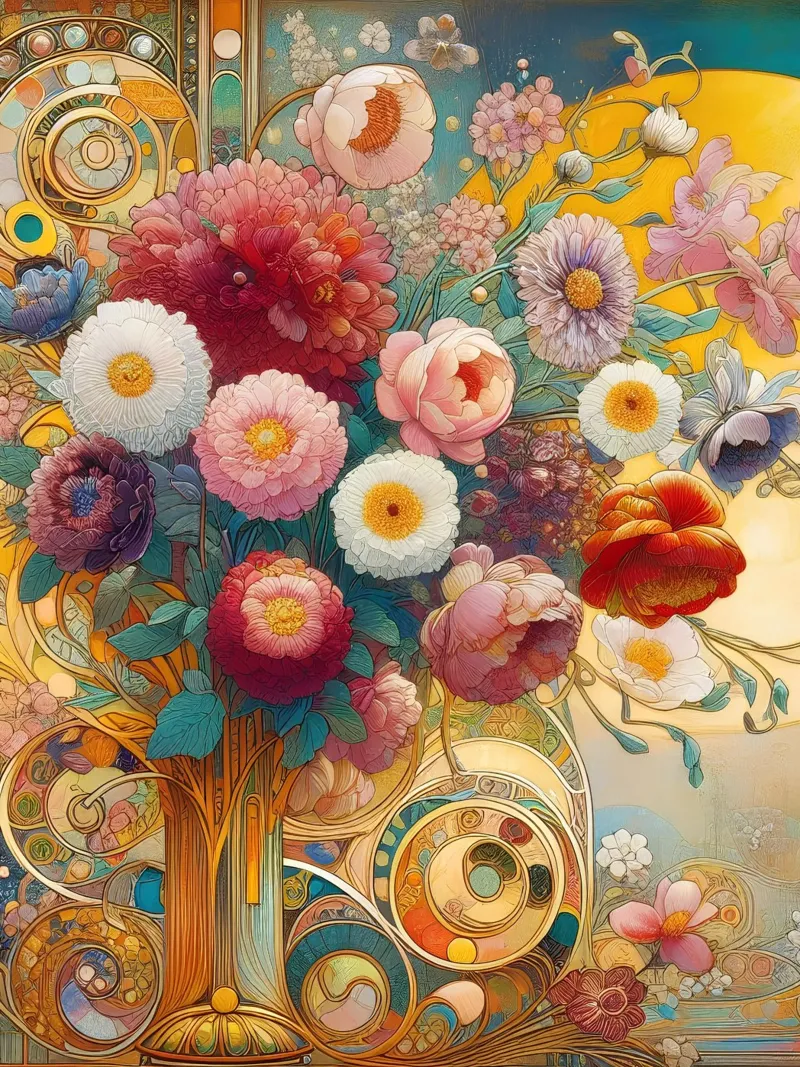 Bouquet di fiori poster da Art-Nouveau-Dsg