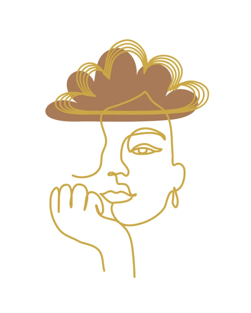 Volto di donna boho minimalista poster con telaio in plastica da YSV MINIMALIST