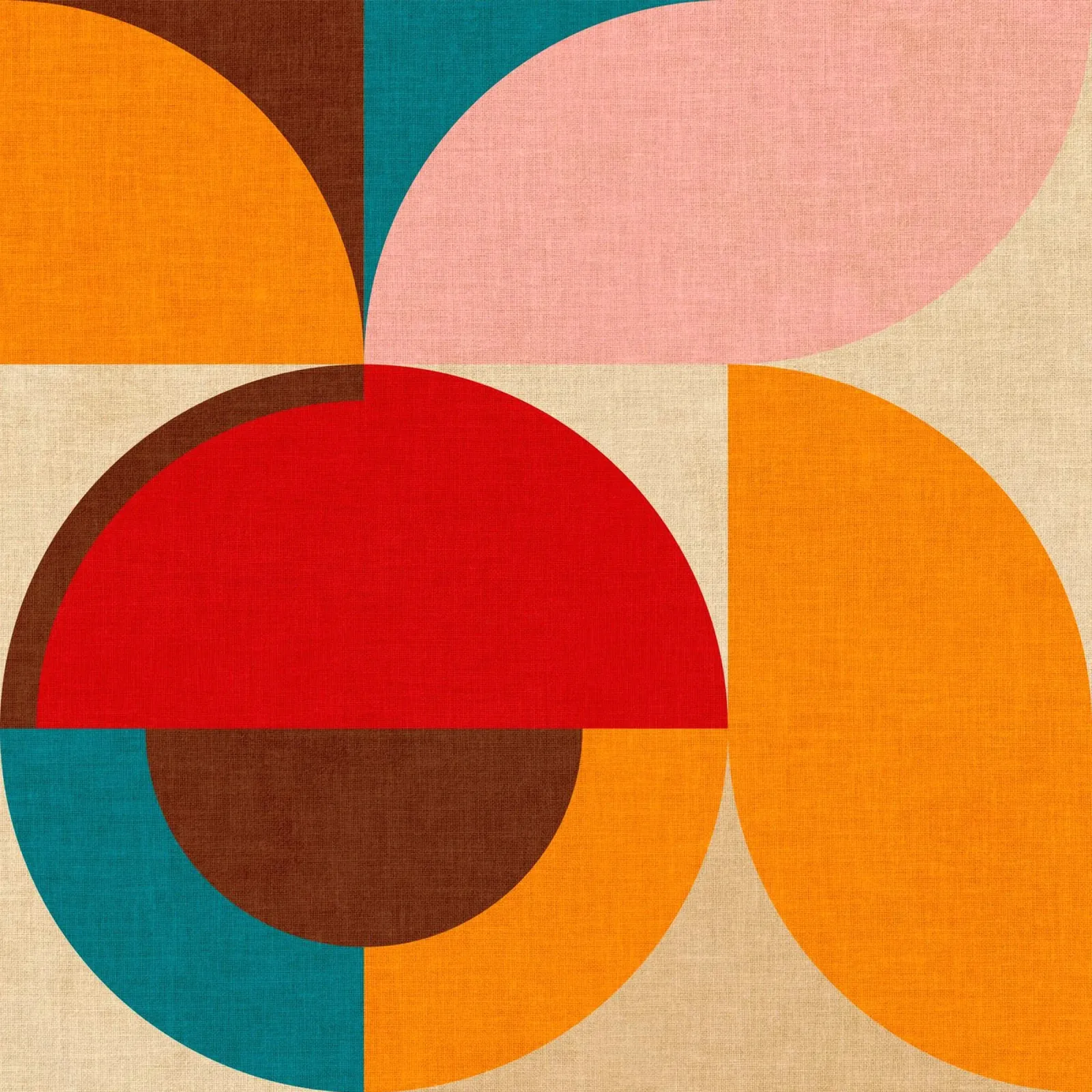Geometría lúdica Mid Mod - Textura cálida otoñal lienzo de Dominique Vari Abstract