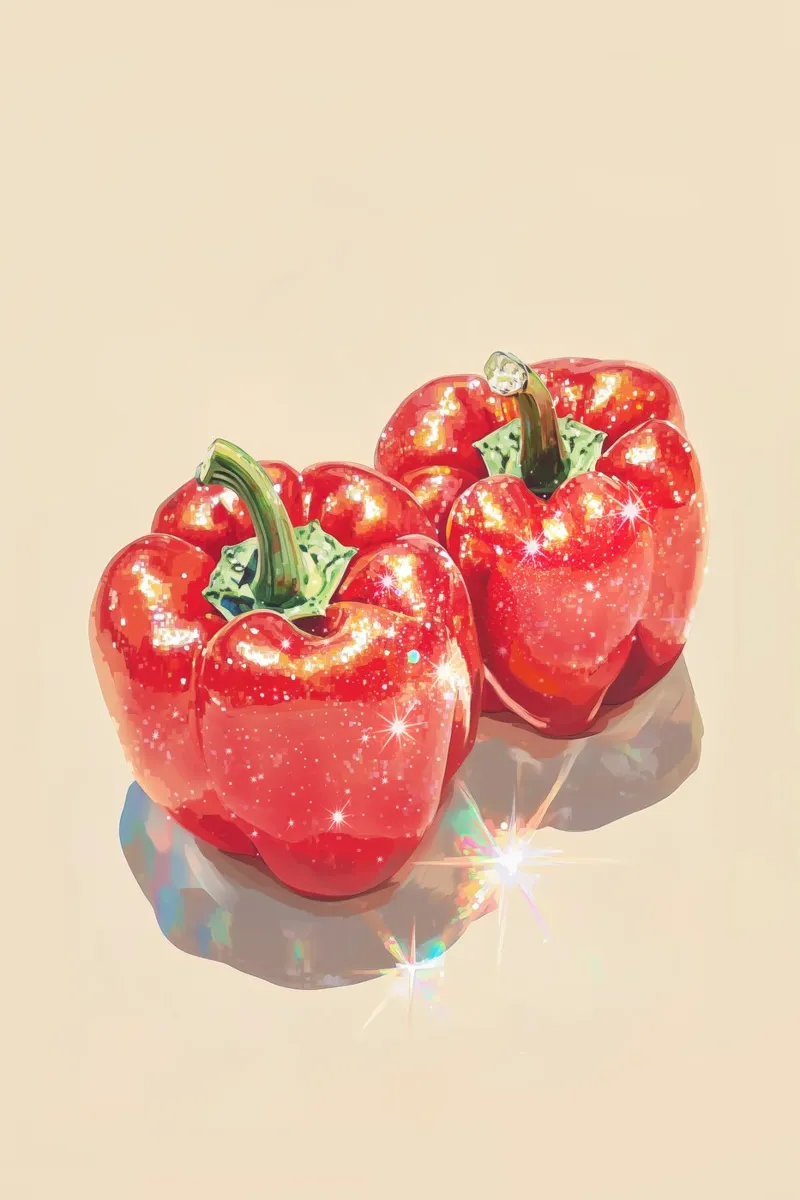 Sparkling Red Bell Peppers canvas with Floater frame by Melloi Art Print