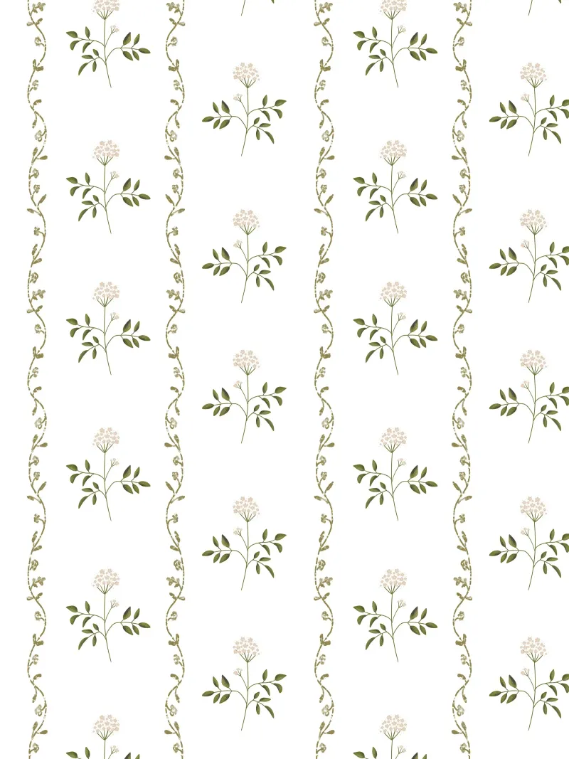 Minimal Floral Stripes poster con telaio in legno da anisillustration