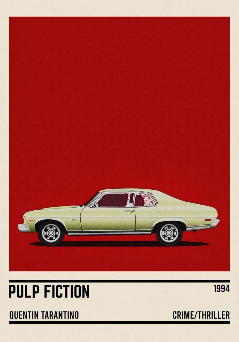 Pulp Fiction car alluminio dibond da TheArtstudio