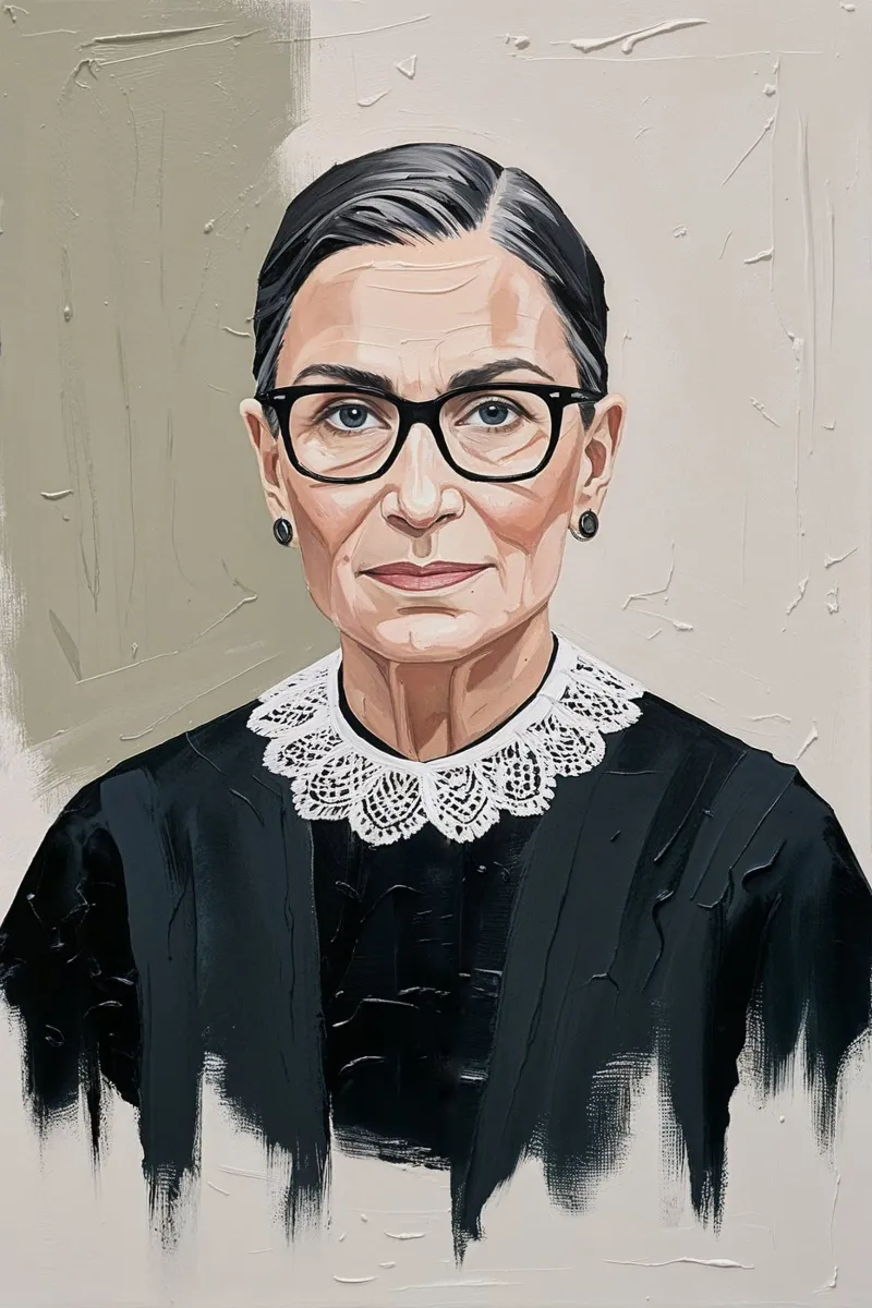 Ruth Bader Ginsburg Textured Portrait Art, Iconisch wanddecor poster met houten frame van AlbertKlee