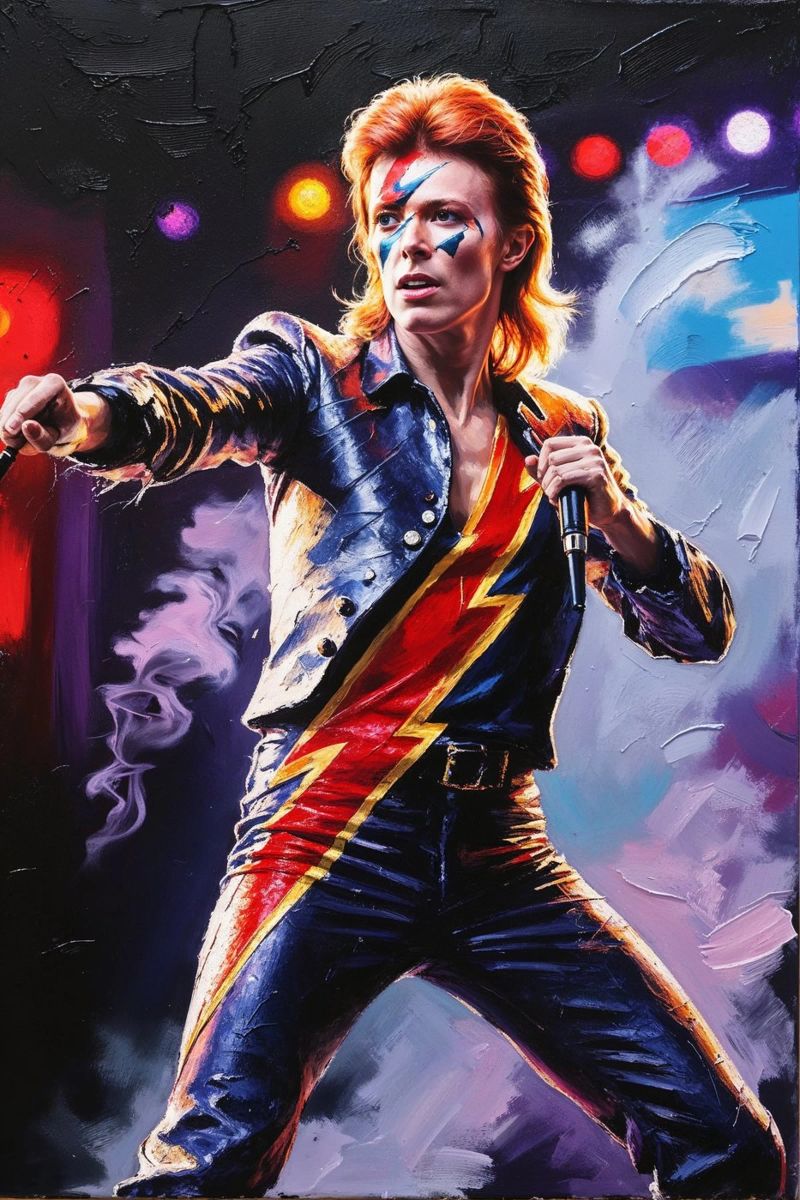 David Bowie Textured Portrait Art, Ziggy Stardust Art Poster Poster von AlbertKlee