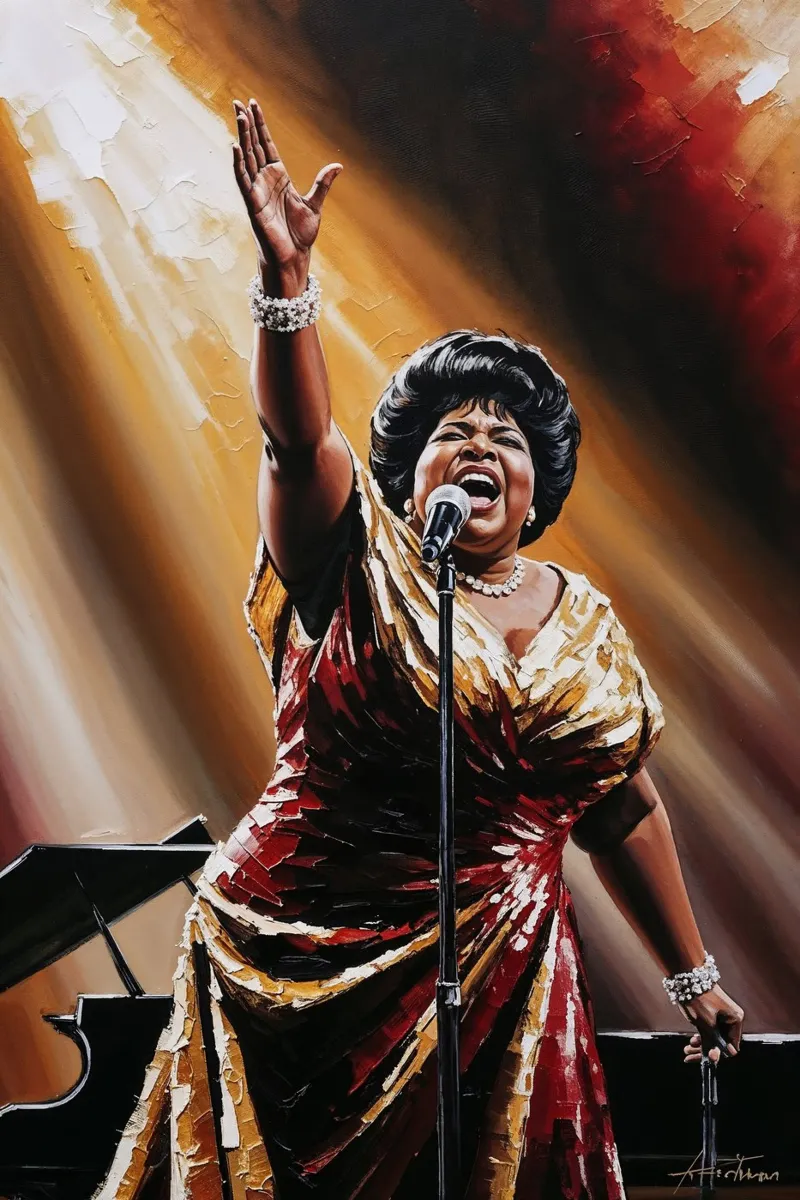 Aretha Franklin, ritratto testurizzato, arte della regina dell'anima poster con telaio in plastica da AlbertKlee