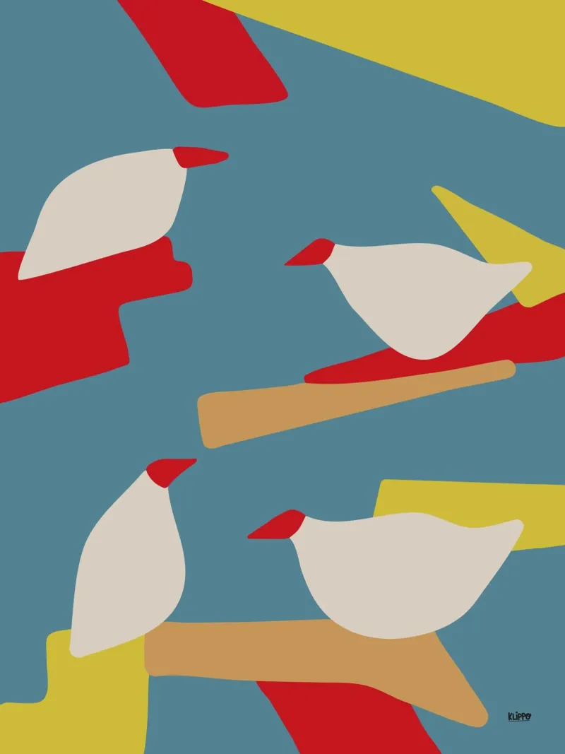 Paisaje abstracto de gaviotas metacrilato de Spunk