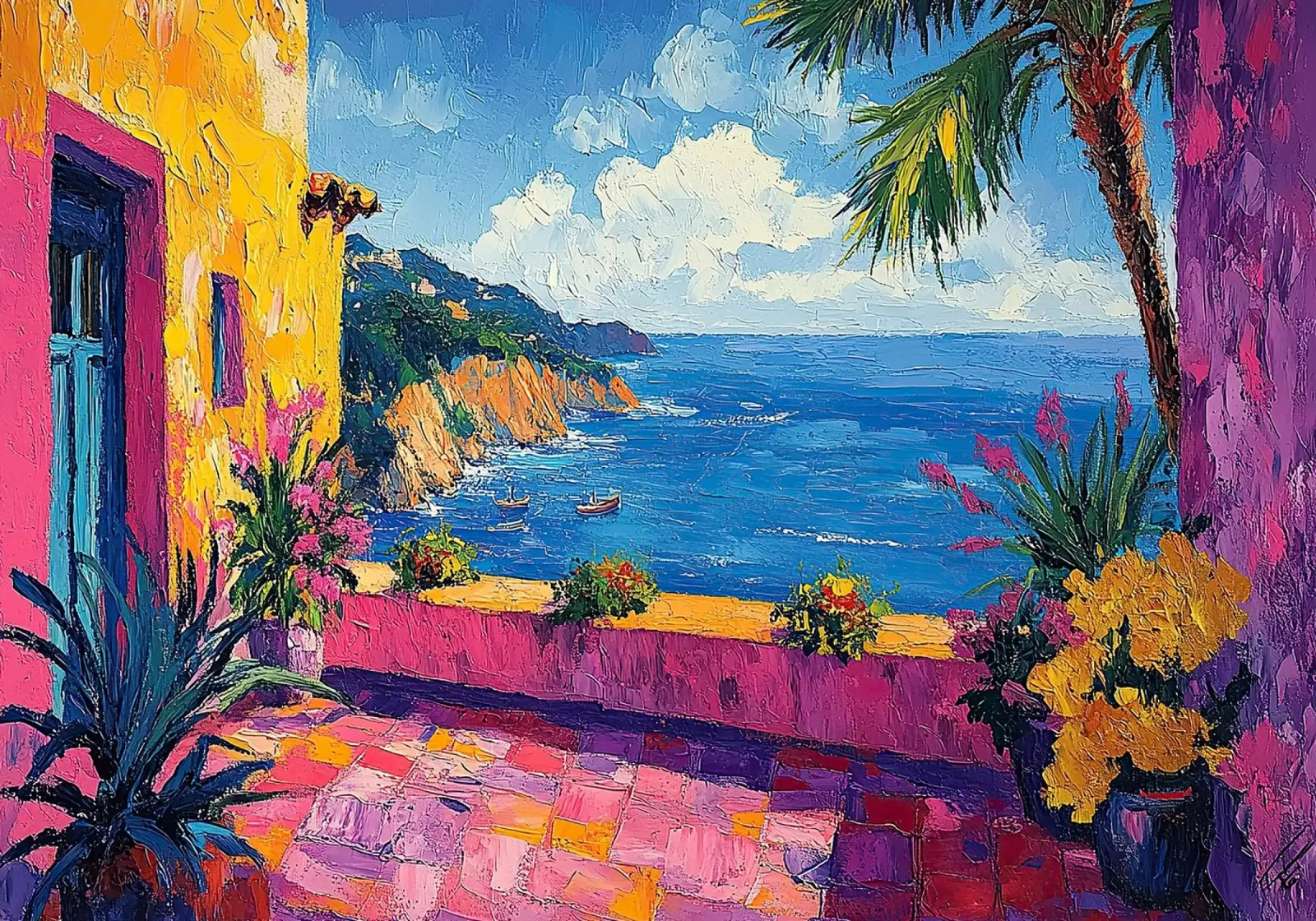 Henri Matisse inspiriert Meer Fauvismus Mediterran Poster mit Aluminium Rahmen von Nikis Art Studio