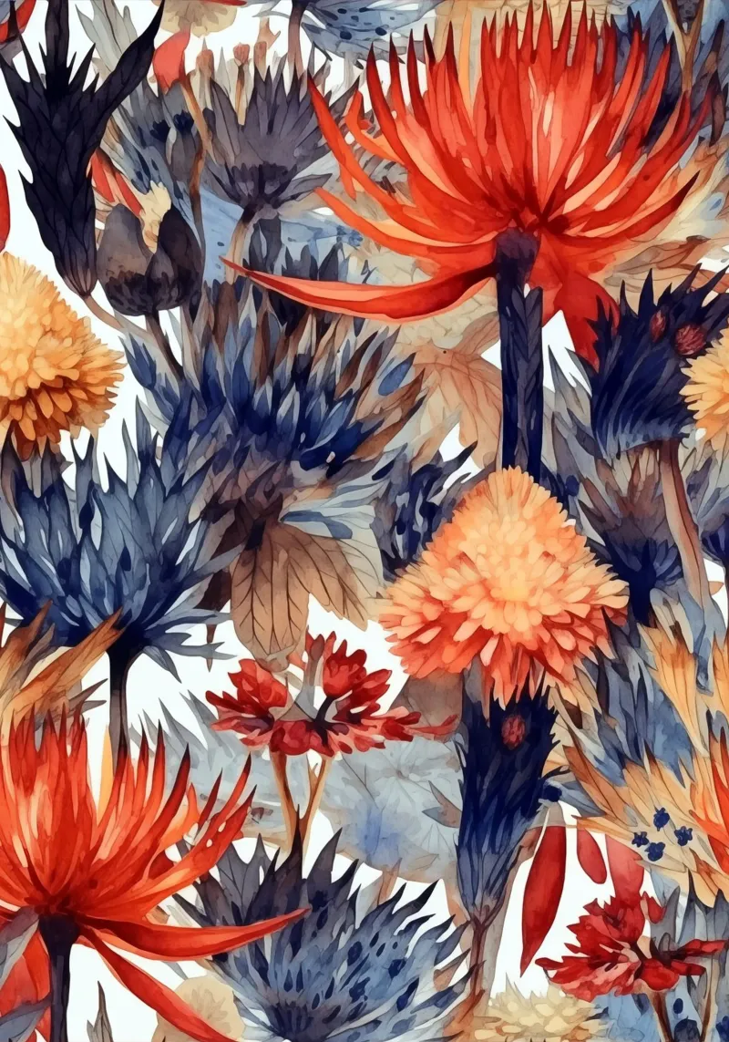 Bloemen herfst weide kunst canvas met Baklijst van Justyna Jaszke JBJart
