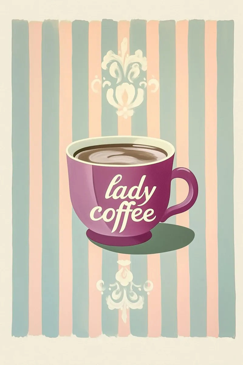 "Lady Coffee", charme retrò poster con telaio in plastica da Carinaprint