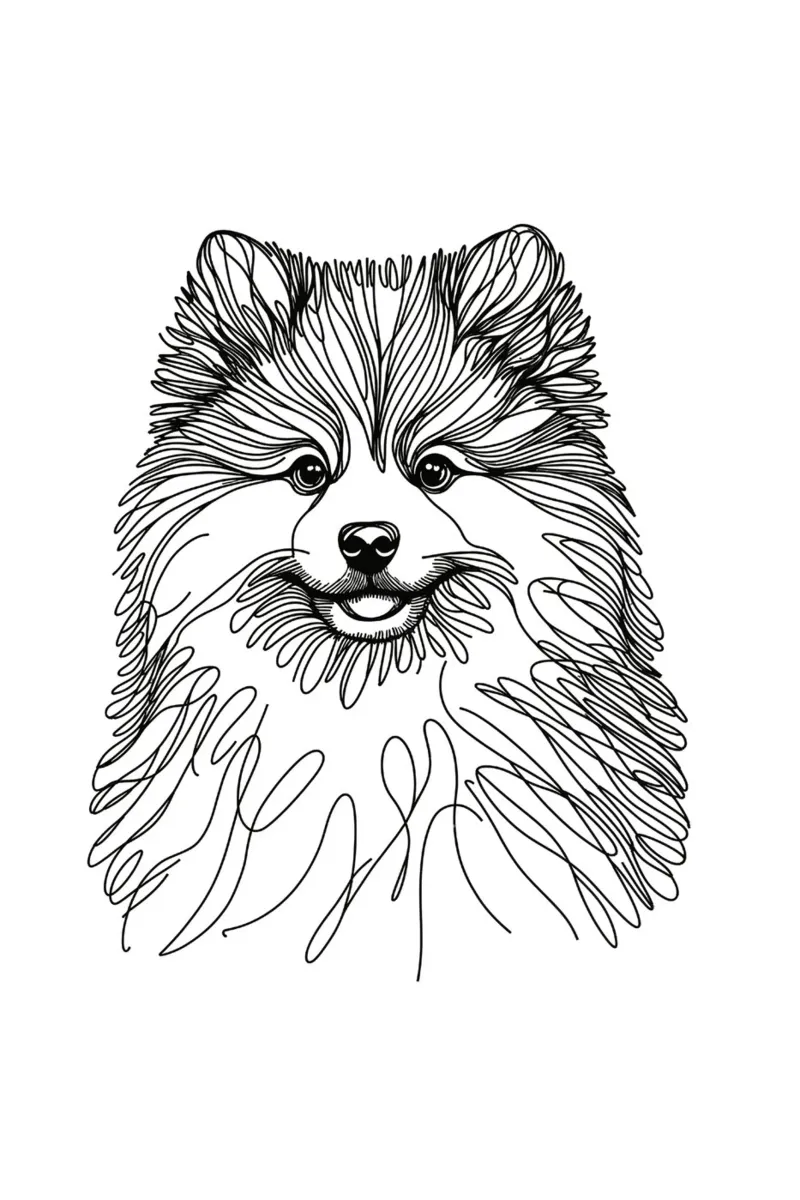 Chien Pomsky Dessin au trait poster de WijdevenDesign