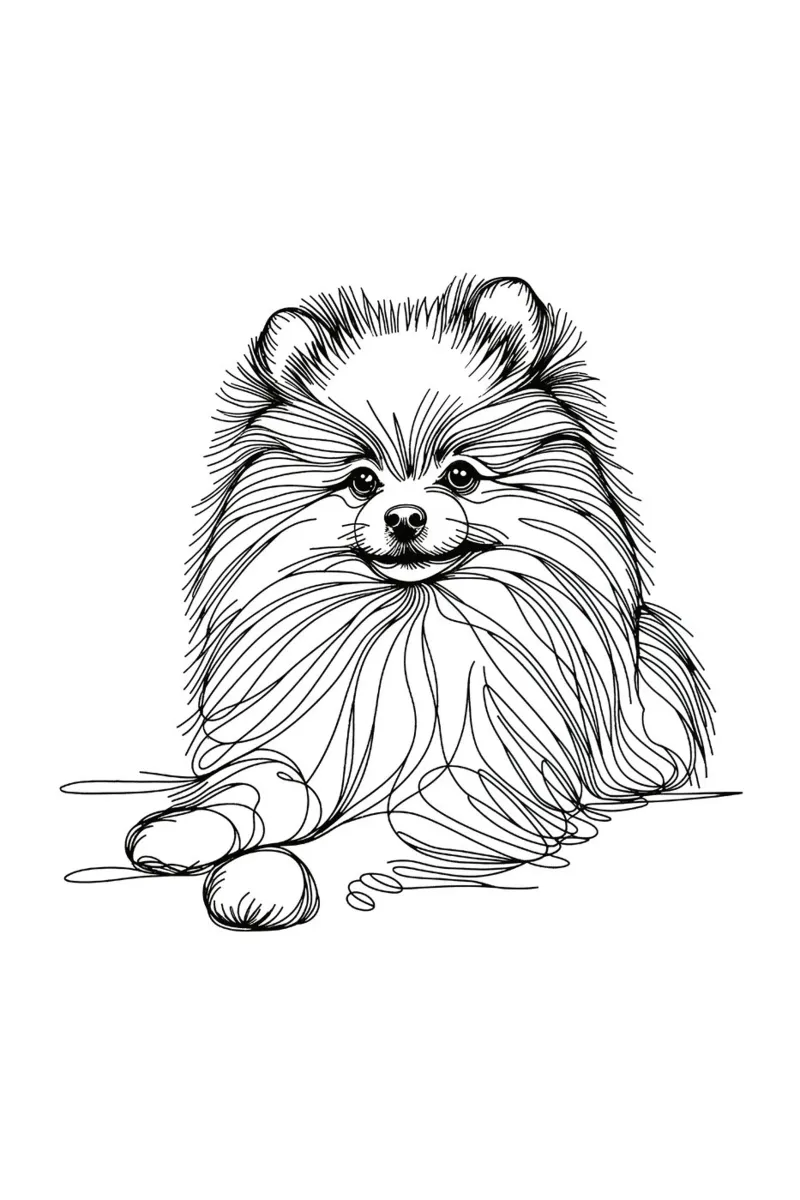 Chien de Poméranie Dessin au trait poster de WijdevenDesign