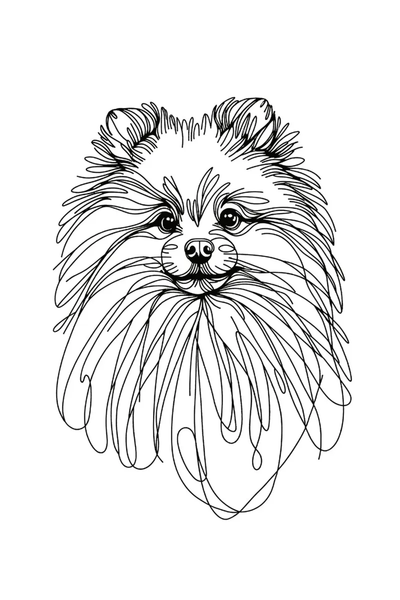 Chien de Poméranie Dessin au trait poster de WijdevenDesign