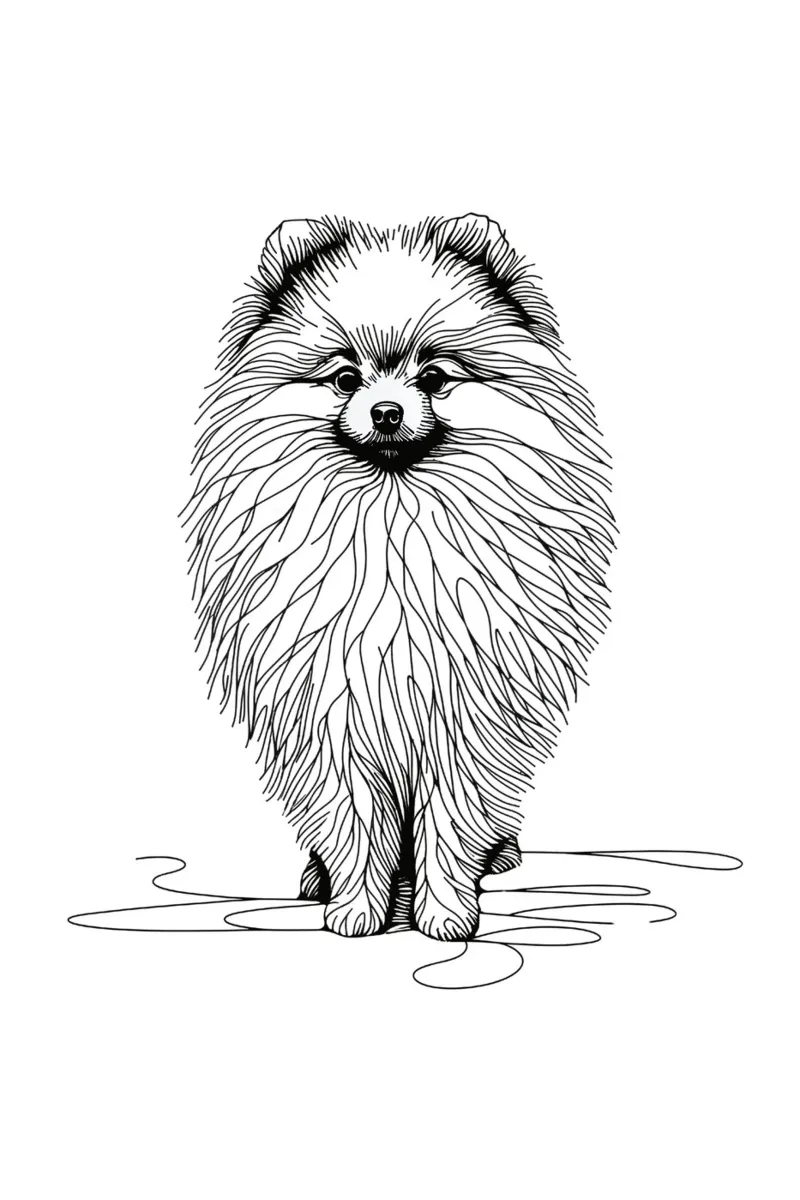 Chien de Poméranie Dessin au trait poster de WijdevenDesign