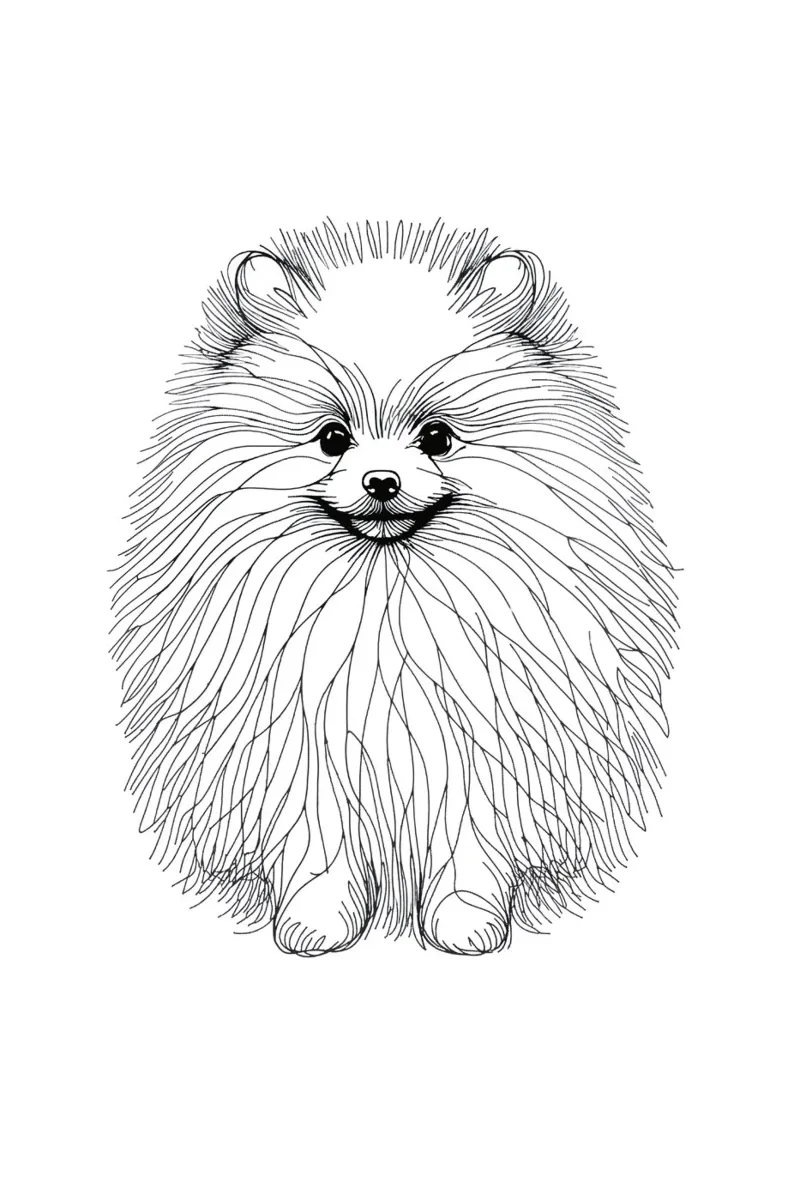 Chien de Poméranie Dessin au trait poster de WijdevenDesign
