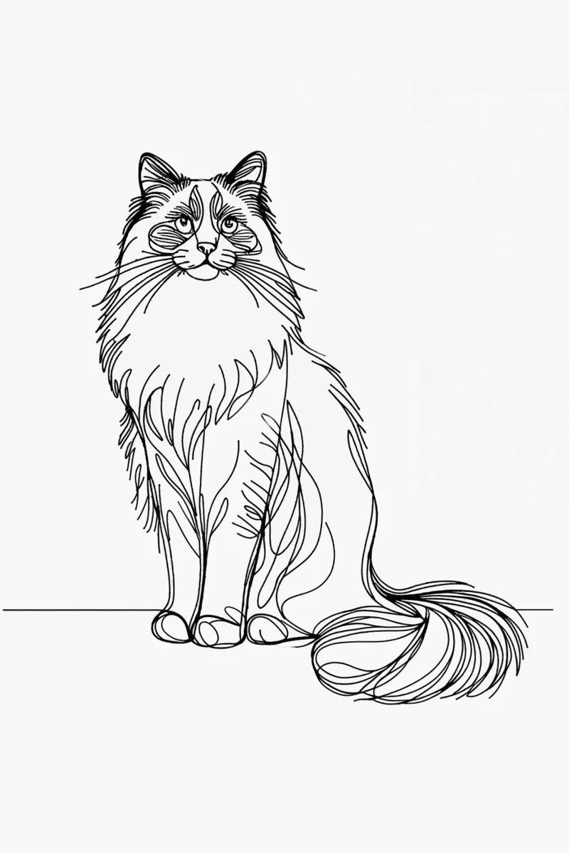 Ragdoll Cat Line Art Drawing hahnemühle by WijdevenDesign