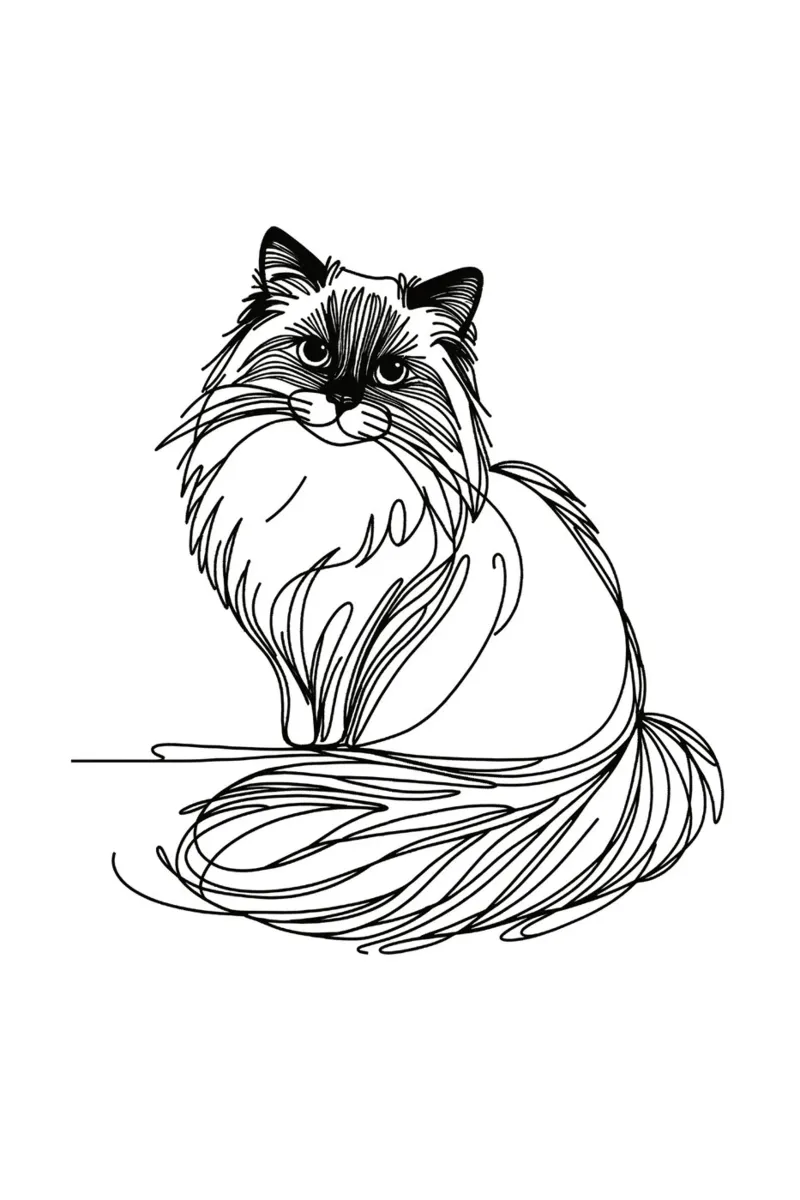 Ragdoll Cat Line Art Drawing hahnemühle by WijdevenDesign