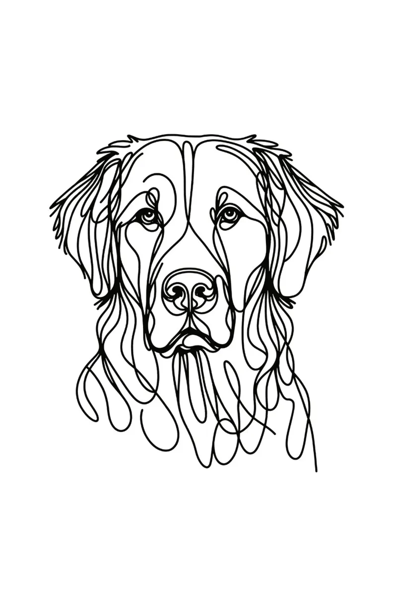 Retriever Dog Line Art Drawing hahnemühle by WijdevenDesign