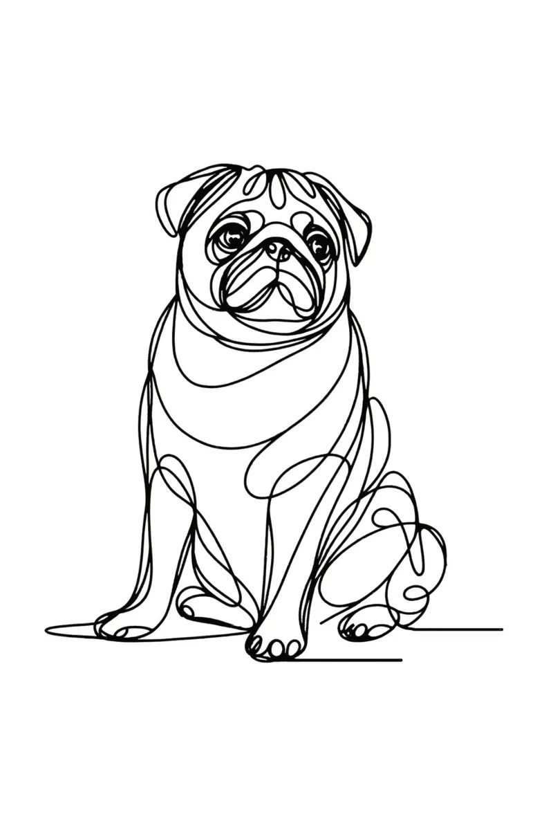 Chien carlin Dessin au trait hahnemühle de WijdevenDesign