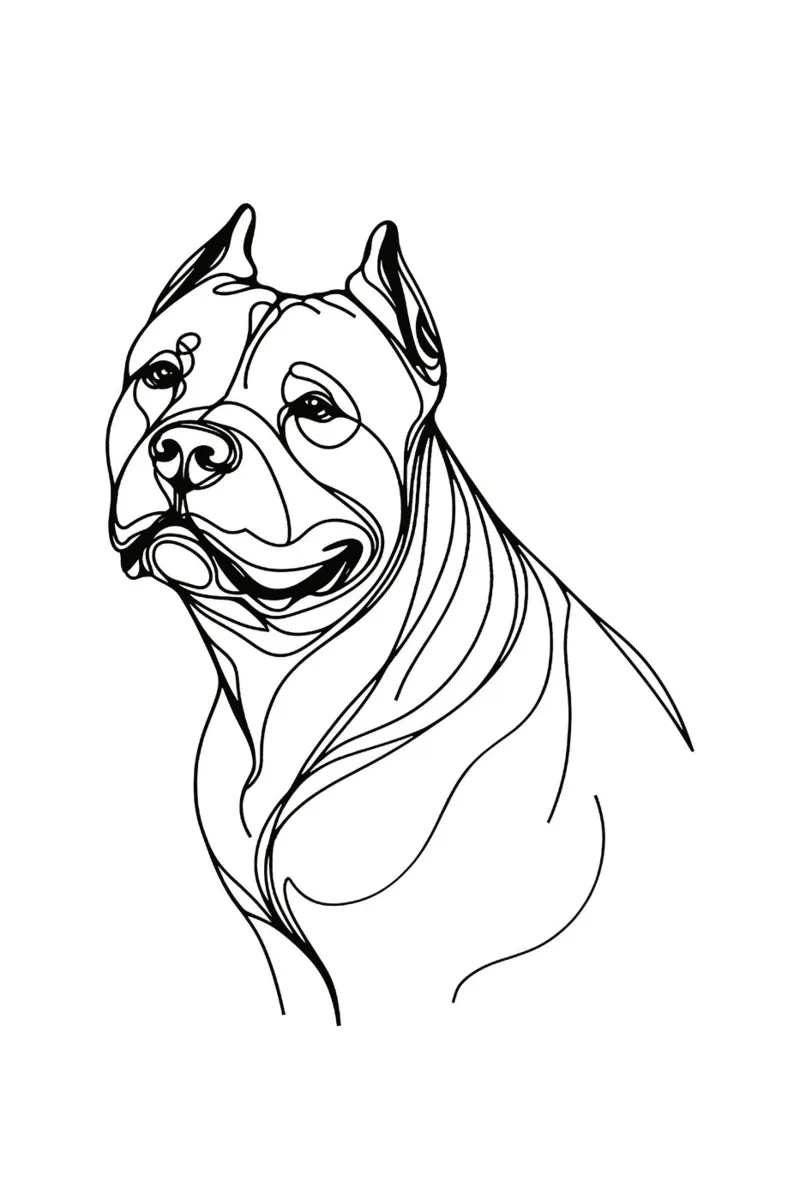 Pitbull Terrier Dog Line Art Drawing canvas by WijdevenDesign