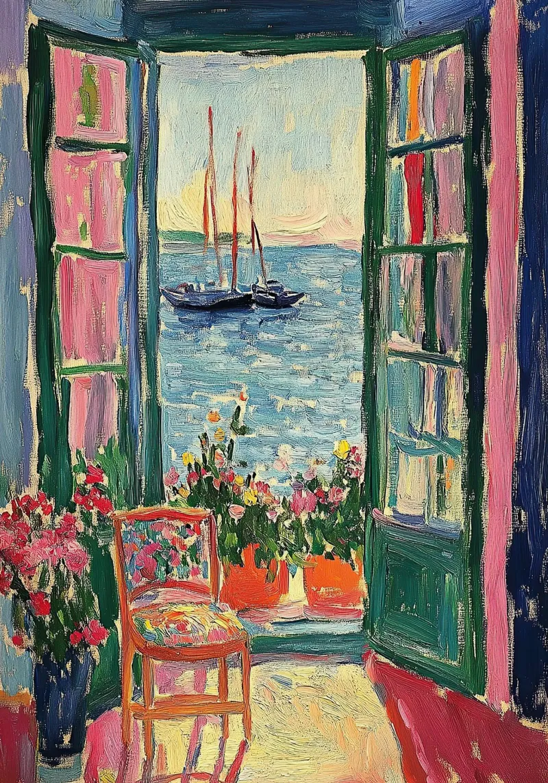 Matisse inspires Open Window "A Moment in Colour" canvas by Nikis Art Studio